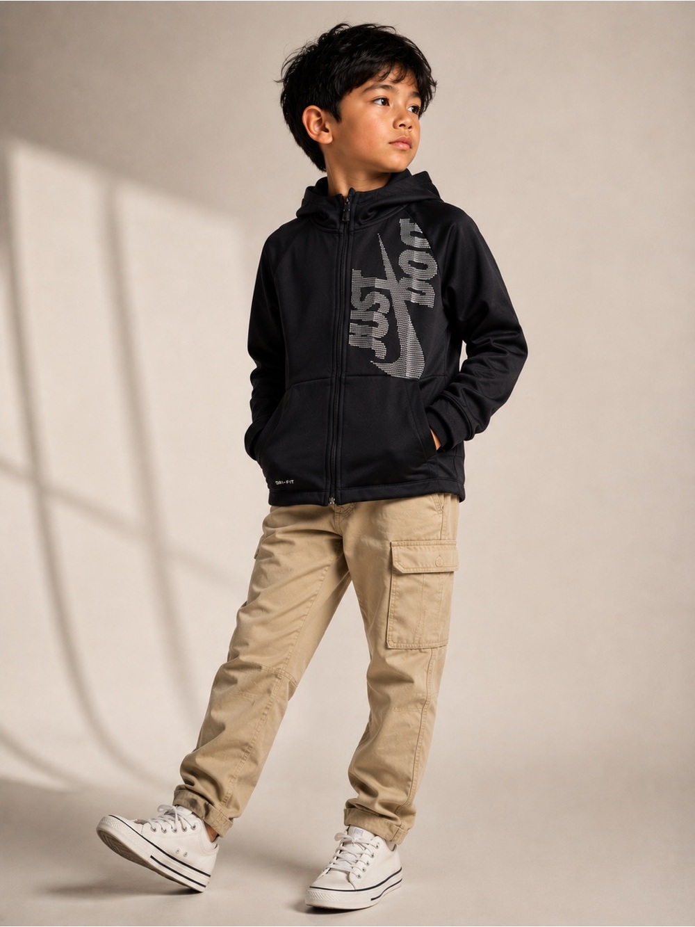 Nike Dri-FIT Full Zip Hoodie Black Youth Medium